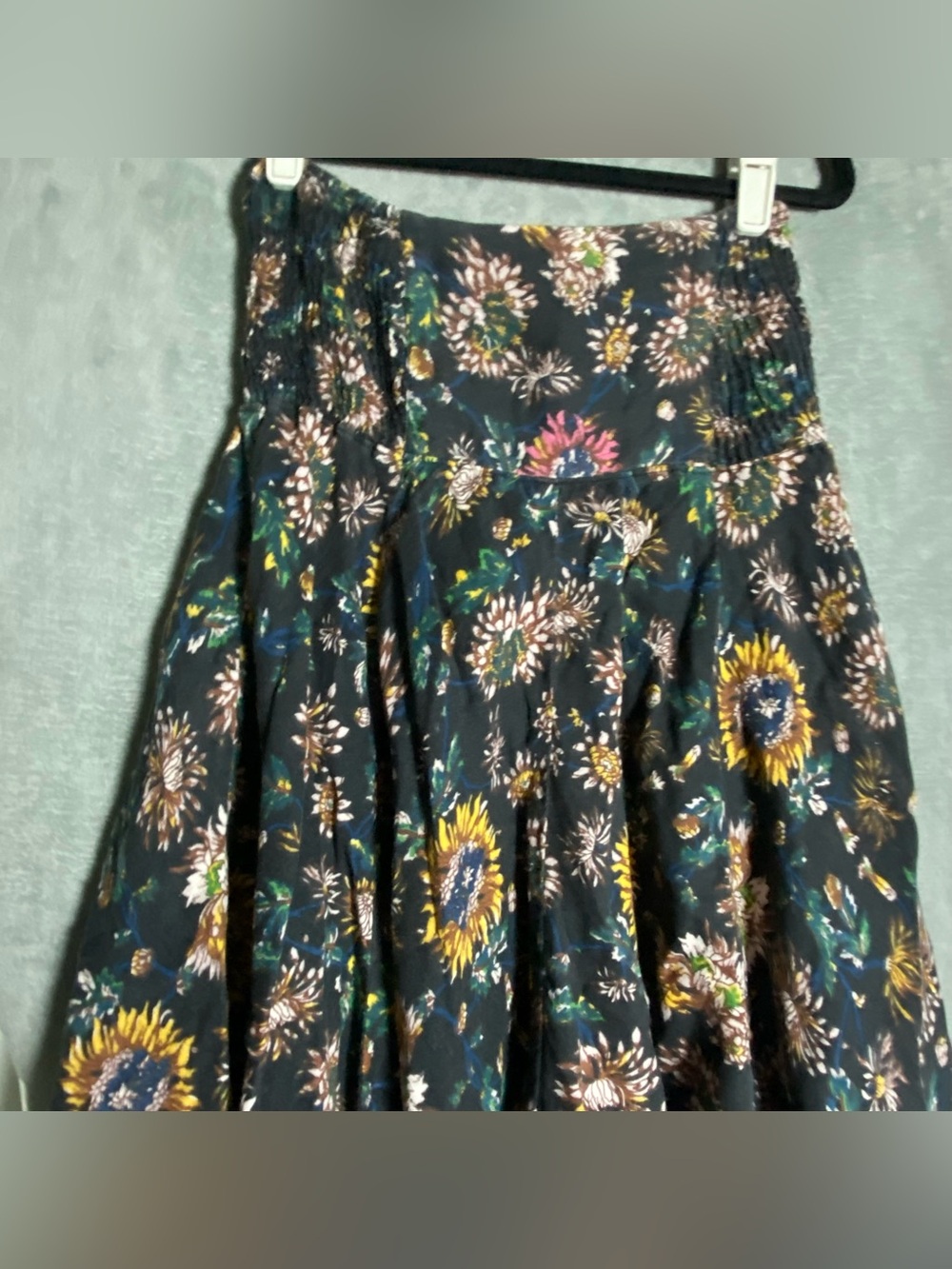 Dark Floral Handkerchief Hem Skirt asymmetrical size XS/ small lagenlook boho - Picture 6 of 9